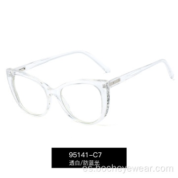 Las gafas con montura de protección ocular para computadora para mujer con incrustaciones de diamantes azules a prueba de luz azul de nueva moda se pueden equipar con gafas